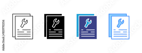 Document icon set multiple style collection