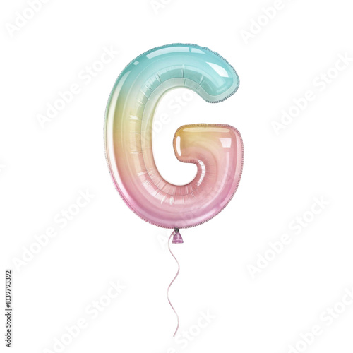 Joyful rainbow gradient balloon letter G from an alphabet font. fun party decoration for any festive celebration or birthday event