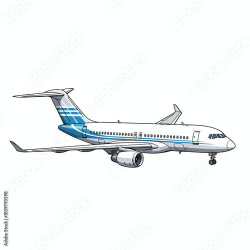 Commercial Jet Airplane Side View Aviation Transport Travel.