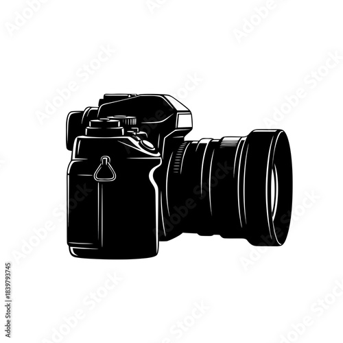 Professional DSLR Camera Black and White Photography Equipment.