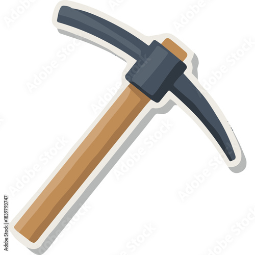 Illustration Of A Classic Pickaxe With Wooden Handle And Metal Head On A Plain White Background Representing Mining And Construction Work
