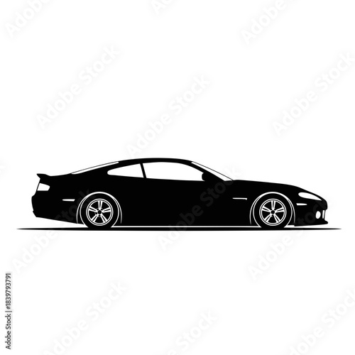 Silhouette of a Sleek Sports Car Driving on a Road - Artistic Vector Illustration