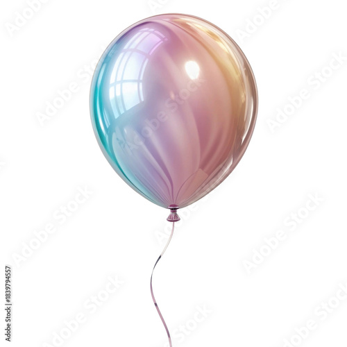 Joyful iridescent rainbow balloon for celebration with vibrant pastel color. single isolated object perfect for party or birthday design