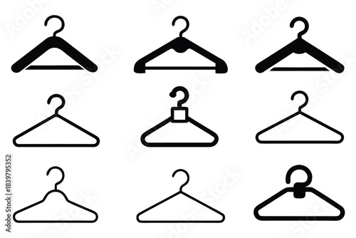 clothes hanger silhouette vector set, clothes hanger icon, coat hanger silhouette