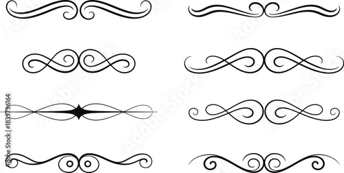 Black decorative flourishes and dividers on white background 1