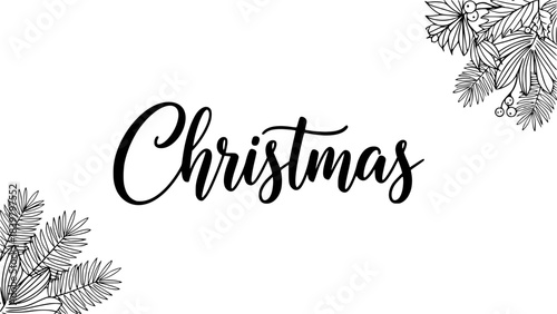 Elegant script word Christmas in black holiday festive
