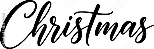 Elegant script word Christmas in black holiday festive
