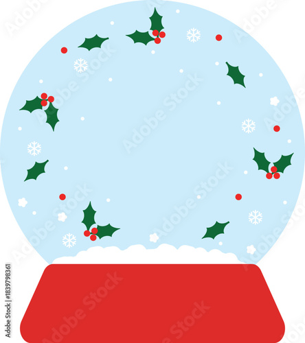 Simple Holly Snow Globe Frame Illustration