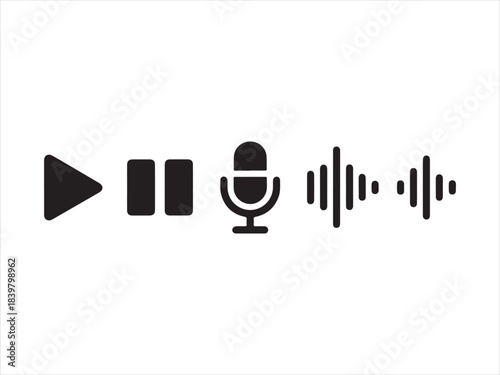 Essential audio and media player control icons set, Play pause stop icon set. media player buttons. vector symbol