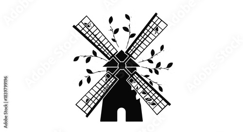 windmill vector illustration