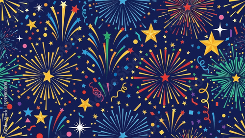 Fireworks Extravaganza: A vibrant spectacle of fireworks illuminates the night sky, showcasing an array of colors and dazzling bursts.