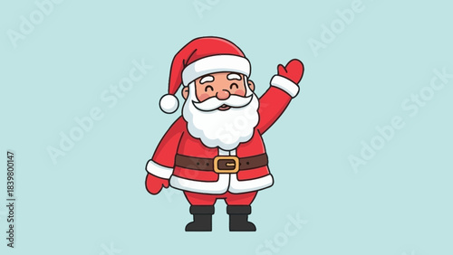 Santa's Warm Greeting: A cheerful Santa Claus figure, radiating festive warmth and joy, waves a friendly hand, embodying the spirit of Christmas.