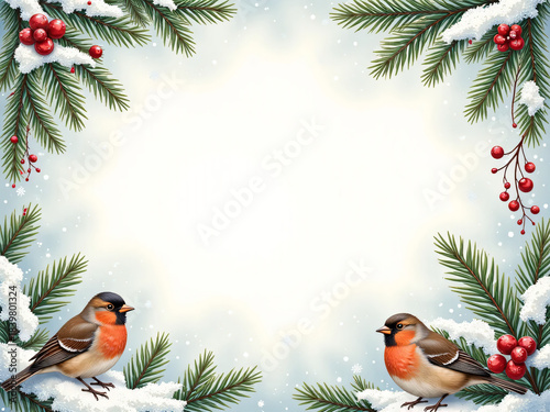 christmas card with birds