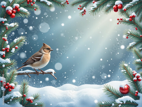 christmas card with birds