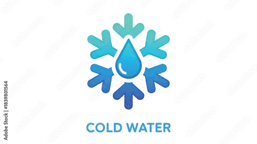 Obraz premium A blue snowflake design with a water droplet at its center labeled cold water
