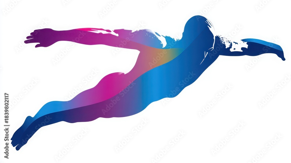 Fototapeta premium Dynamic Silhouette of an Athlete in Motion with Vibrant Colors