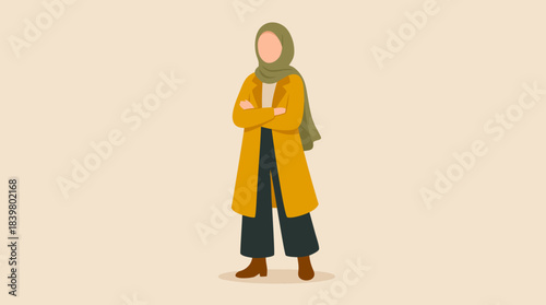 Confident Muslim Woman Illustration: Modern Hijabi Style