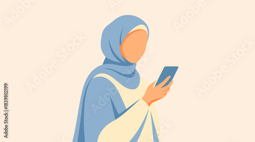 Muslim Woman on Smartphone. Digital Connection.