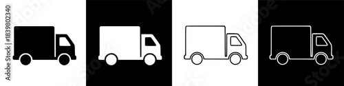 Delivery Truck Icons Representing Cargo Transport and Logistics Services