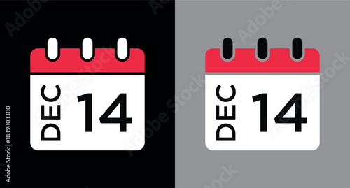 calendar - December 14 icon illustration isolated vector sign symbol
