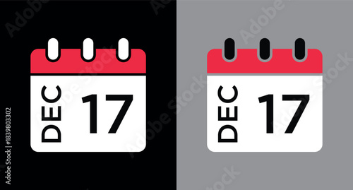 calendar - December 17 icon illustration isolated vector sign symbol