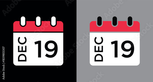 calendar - December 19 icon illustration isolated vector sign symbol