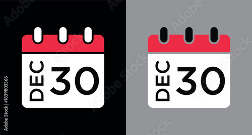 calendar - December 30 icon illustration isolated vector sign symbol