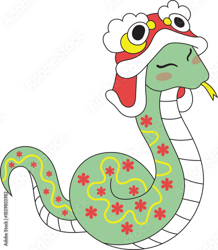 Snake Zodiac Wearing Lion Head