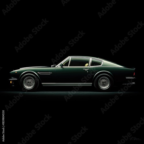 Sleek green classic coupe profile
