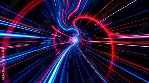 Wallpaper Mural Dynamic Abstract Light Tunnel with High-Speed Data Flow Creating a Vibrant Futuristic Portal Torontodigital.ca