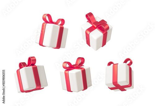 3d gift box set isolated