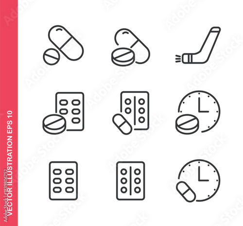 Drug icon. Outline icons collection. Editable stroke.