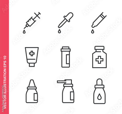 Drug icon. Outline icons collection. Editable stroke.