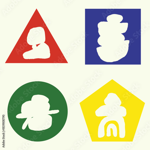 hand drawn stone abstract illustration