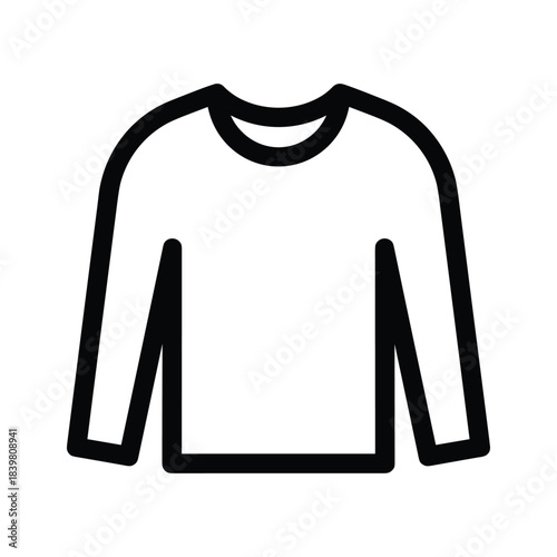 Long sleeve t shirt icon illustration symbol outline style for casual winter clothing apparel design