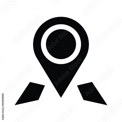 Map location pointer icon symbolizing global navigation direction and finding accurate geolocation position marking.