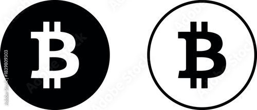 Decentralized virtual currency for payment and transactions, isolated bitcoin icons in realistic, flat and line style. Golden coins, electronic exchange and financial profit, vector illustration 