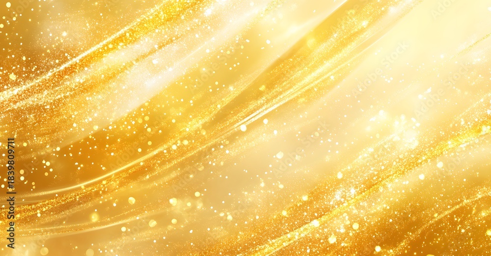 Obraz premium Abstract shimmering golden background with flowing light streaks and sparkling particles creating a luxurious and celebratory visual effect for design projects