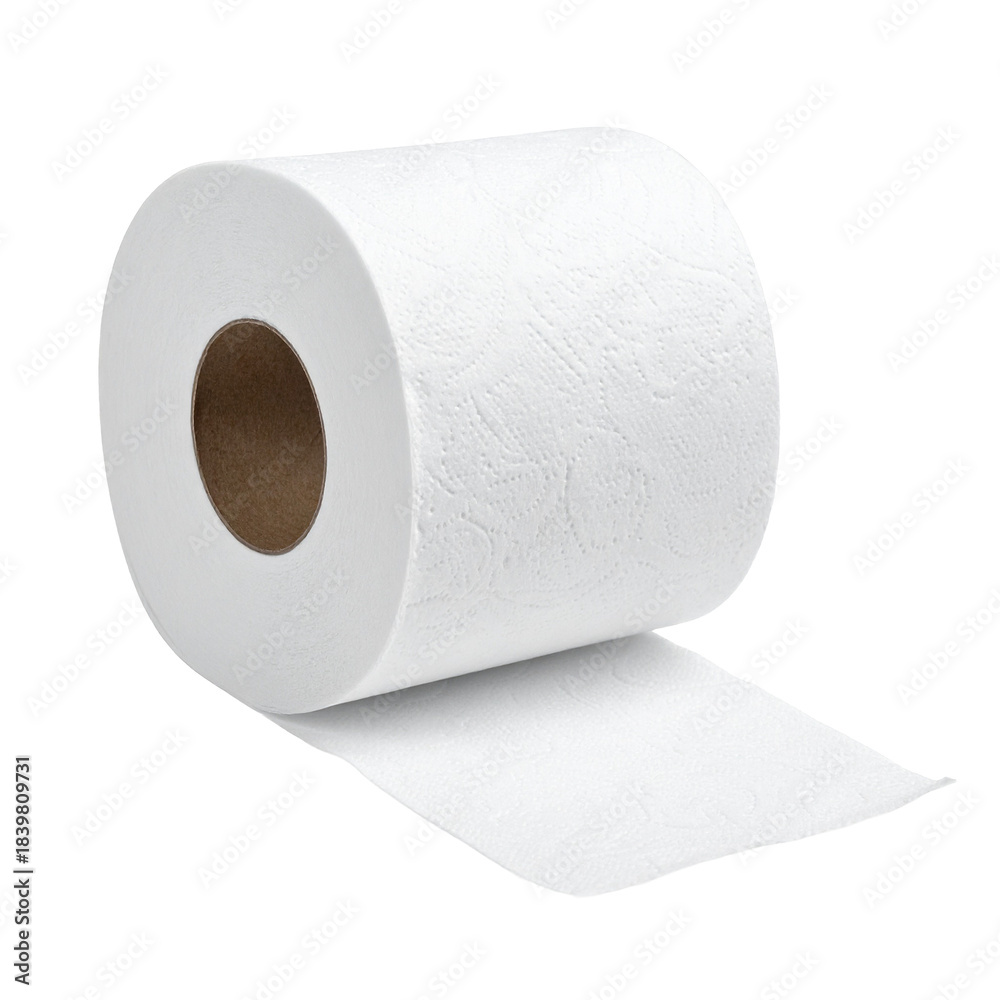 Fototapeta premium Fresh Roll of Toilet Paper: An close up image of fresh roll of toilet paper, representing hygiene and sanitation.