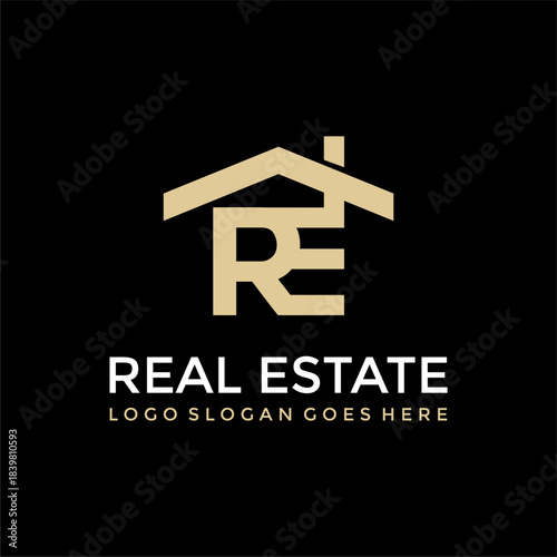RE real estate logo vector image