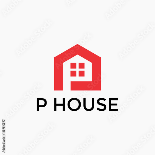 P house real estate logo vector image