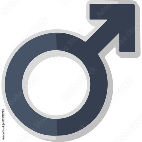 Mars Symbol Icon Representing Male Gender and Masculinity Dark Blue Flat Design with Subtle Shadow on Black Background