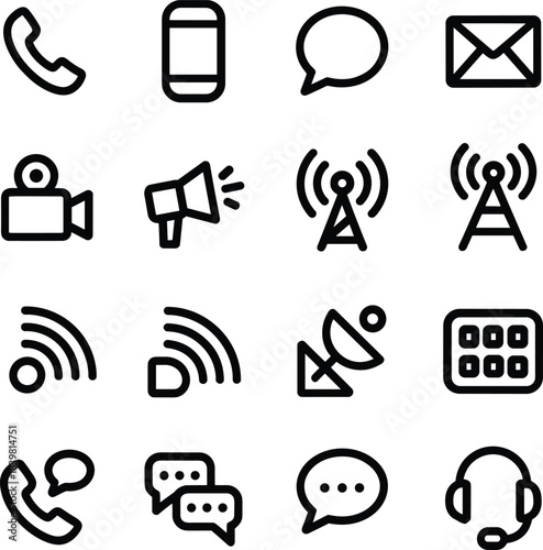 Wallpaper Mural Collection of communication and technology icons on white background phone Torontodigital.ca