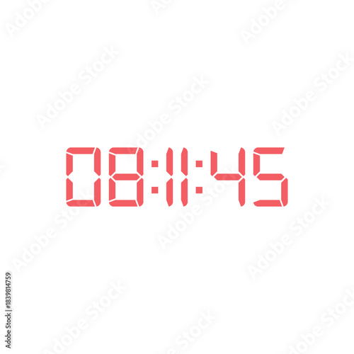 LED digital clock number for counter or calculator mockup design