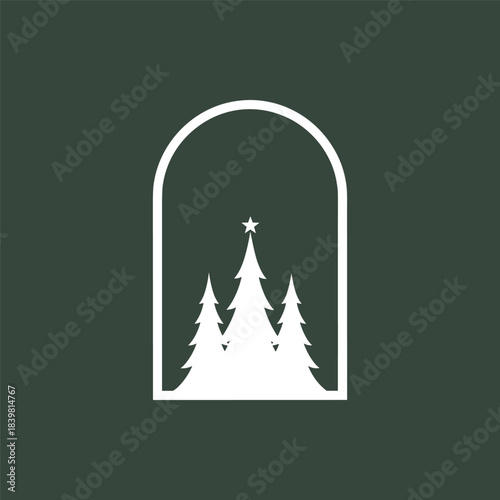 set icon of outline chrismast vector.