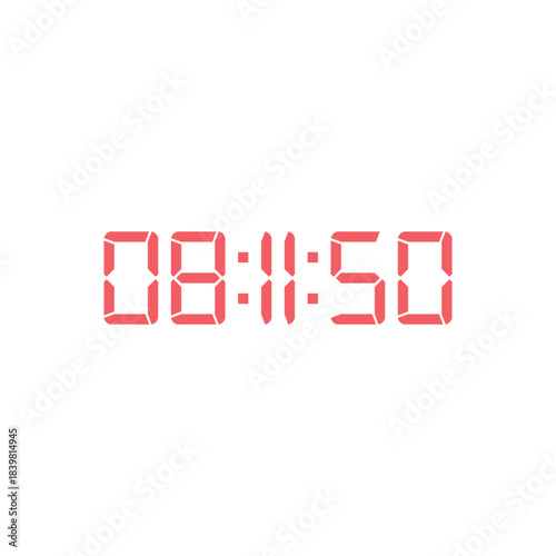 LED digital clock number for counter or calculator mockup design