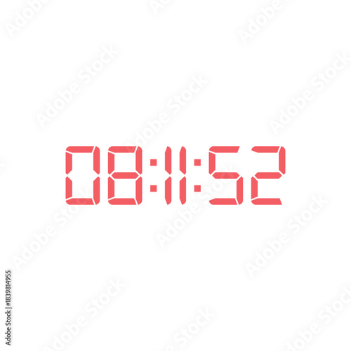 LED digital clock number for counter or calculator mockup design