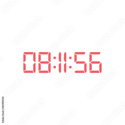 LED digital clock number for counter or calculator mockup design