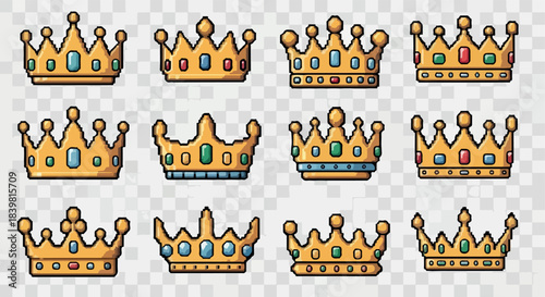Crown icons set with transparent background