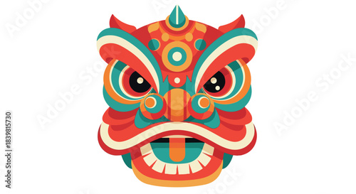 Chinese lion dance head with transparent background